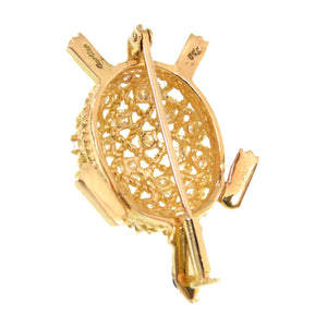 新品同様 カルティエ タートル 750YG ダイヤ/サファイア ブローチ K18YG/ダイヤモンド/サファイア ゴールド カメ 亀モチーフ アクセサリー 0832-1【中古】CARTIER レディース