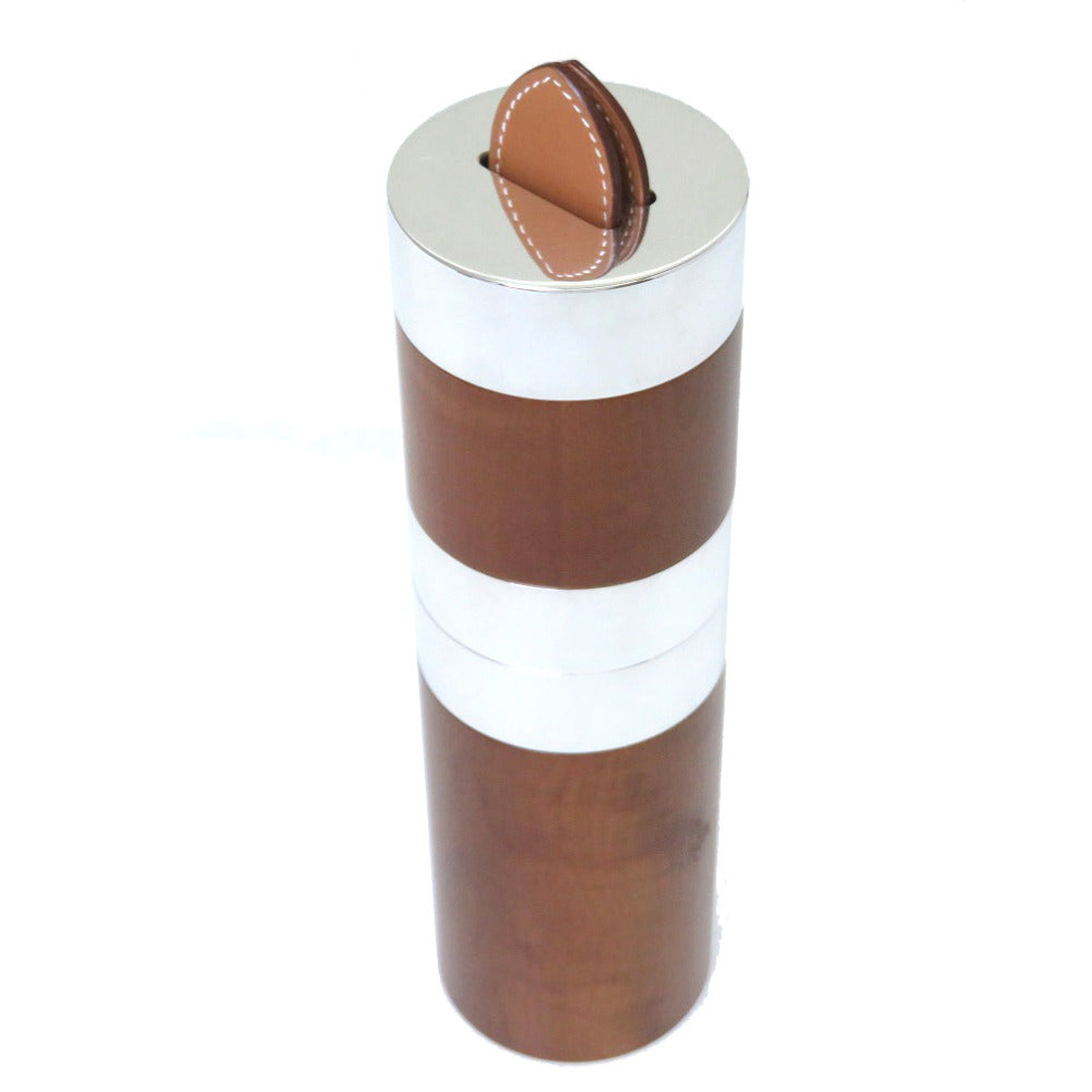 美品 エルメス ライター付 葉巻 シガレットケース 灰皿 ウッド/シルバー 0075【中古】HERMES