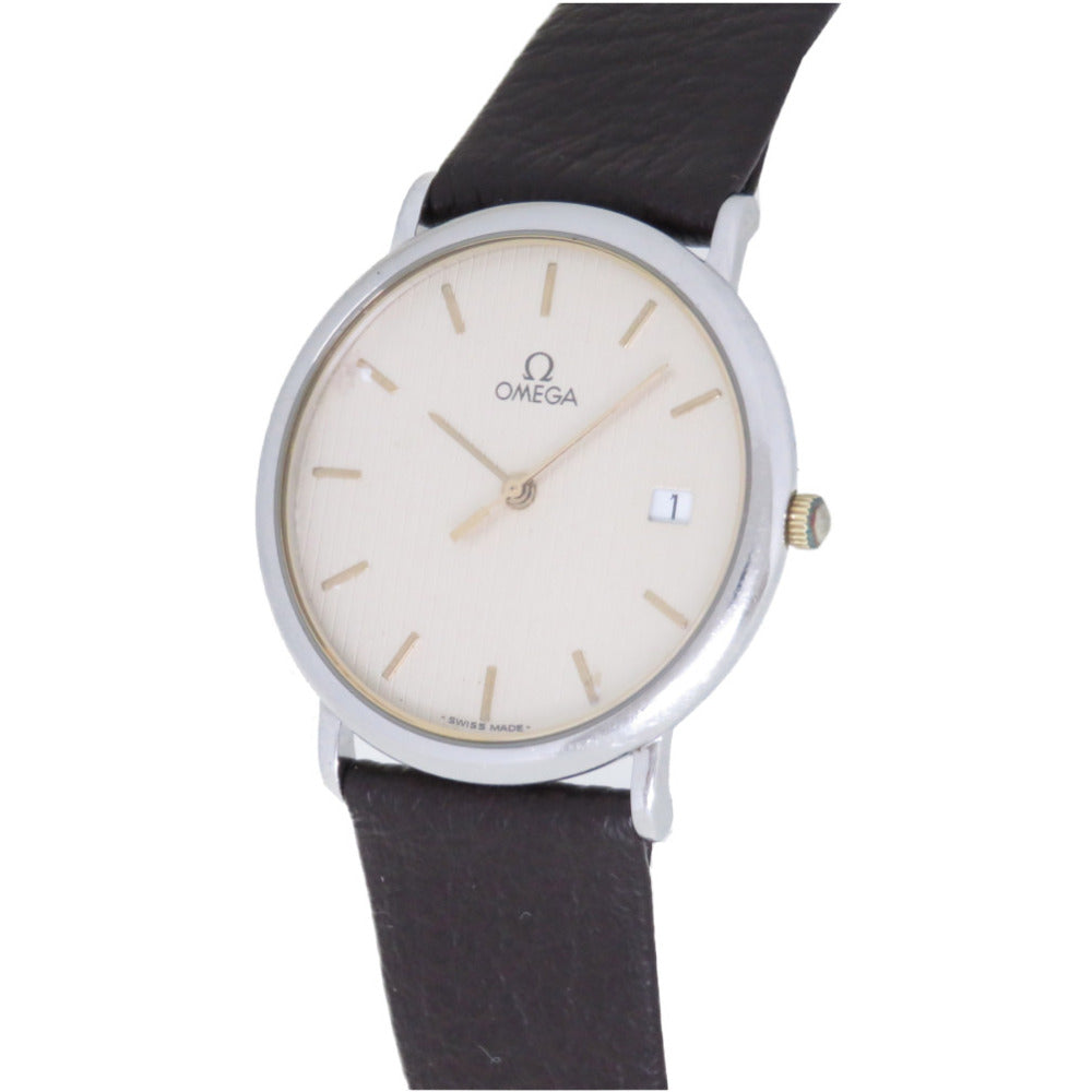 オメガ クオーツ 腕時計 タペストリー SS/レザー ゴールド 0080【中古】OMEGA メンズ