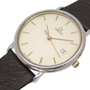 オメガ クオーツ 腕時計 タペストリー SS/レザー ゴールド 0080【中古】OMEGA メンズ