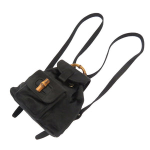 美品 グッチ バンブー サテン ブラック 005 4781 0319 リュックサック バックパック バッグ 黒 0059 【中古】 GUCCI