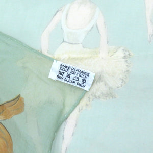 エルメス カレ90 LA DANCE ラ ダンス バレリーナ シルクサテン グリ―ン スカーフ 緑 0125 【中古】 HERMES