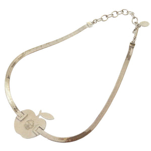 クリスチャン ディオール ロゴ チョーカー ネックレス りんご ピンク シルバー メタル 0157【中古】Christian Dior