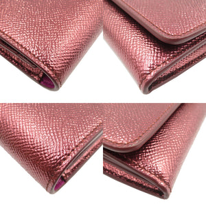 新品同様 ブルガリ レザー メタリックレッド ゴールド金具 長財布 財布 赤 0018 【中古】 BVLGARI