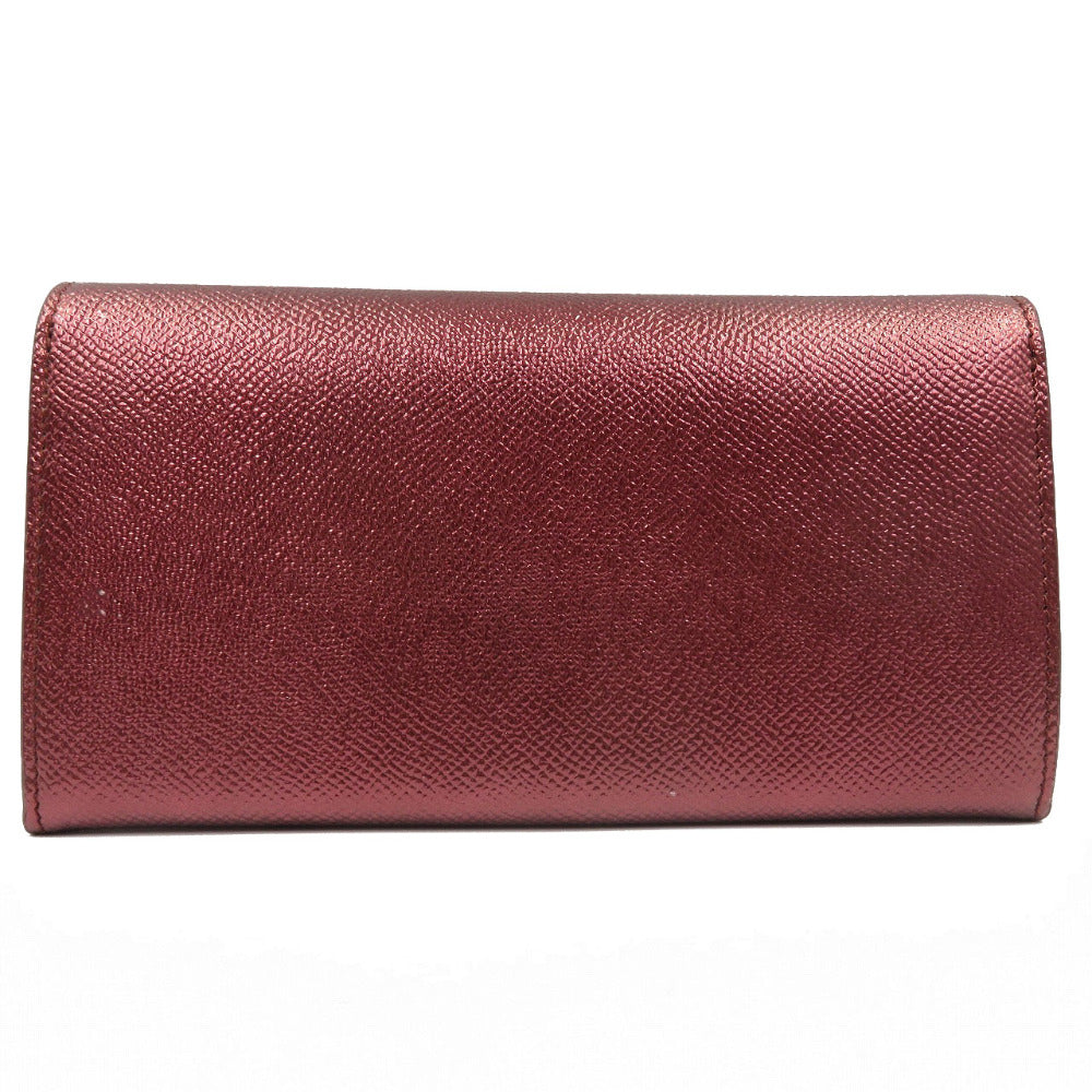 新品同様 ブルガリ レザー メタリックレッド ゴールド金具 長財布 財布 赤 0018 【中古】 BVLGARI