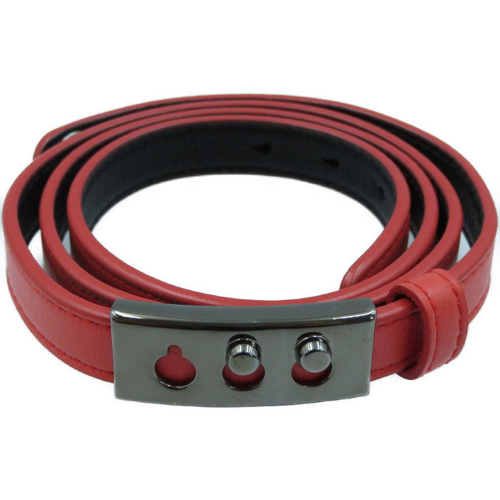 未使用 デルヴォー デルボー 3連 ブレスレット タンペート レッド 赤 ブラック 黒 レザー 0332【中古】DELVAUX