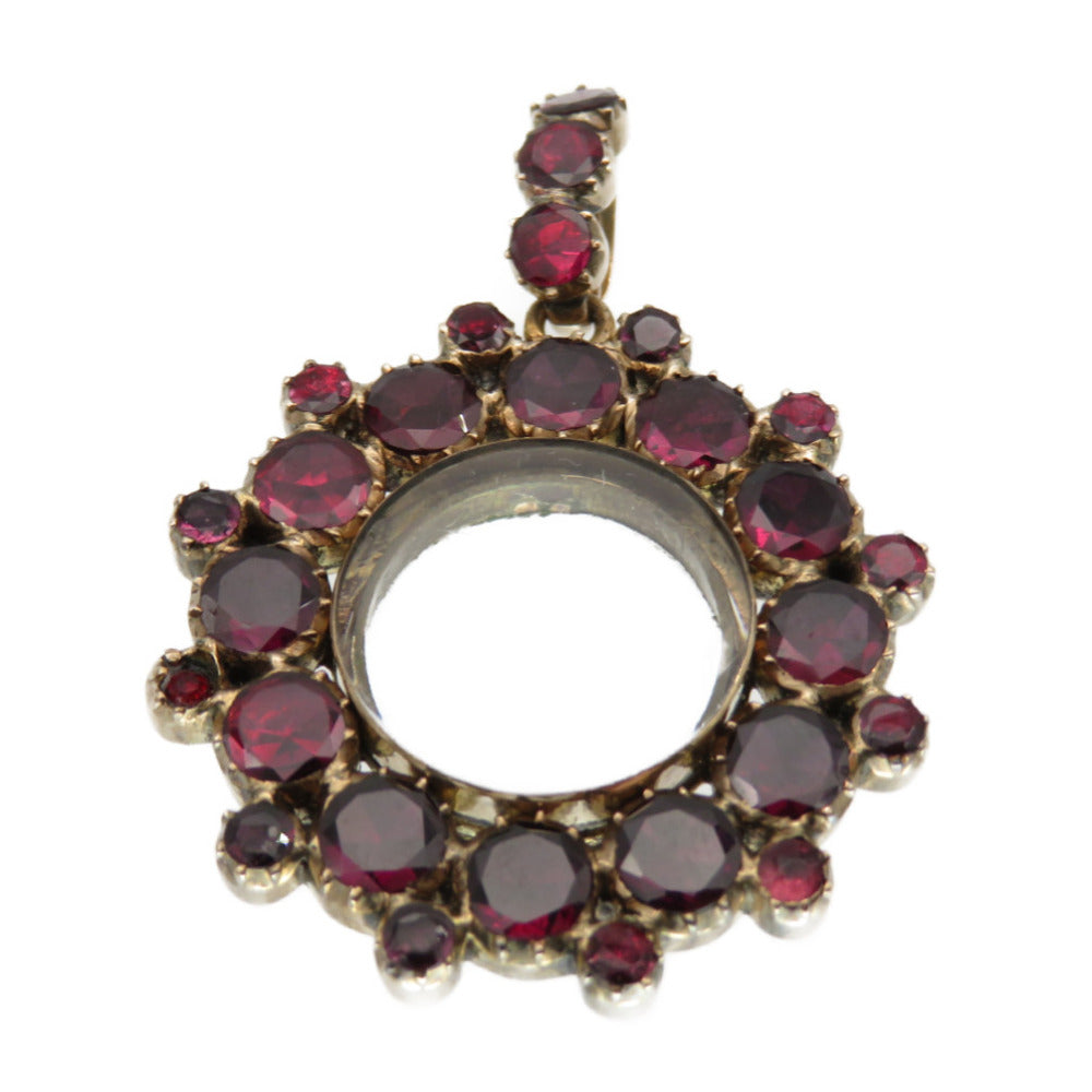 ジョージアン アンティーク 1820年頃 ガーネット ロケットペンダント トップ K9YG/ガーネット ヴィンテージ ジュエリー アクセサリー 0001【中古】Georgean レディース