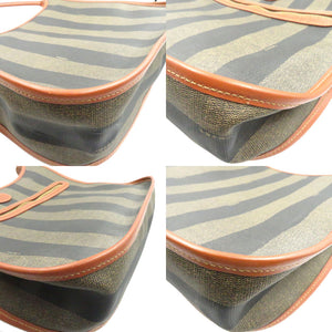 フェンディ ペカン柄 PVC ブラウン ブラック ハンドバッグ ワンショルダー バッグ 0100 【中古】 FENDI