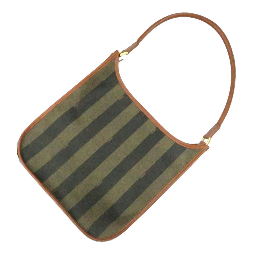 フェンディ ペカン柄 PVC ブラウン ブラック ハンドバッグ ワンショルダー バッグ 0100 【中古】 FENDI