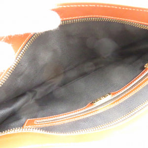 フェンディ ペカン柄 PVC ブラウン ブラック ハンドバッグ ワンショルダー バッグ 0100 【中古】 FENDI