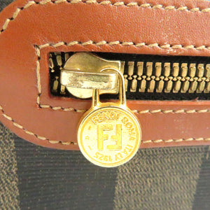 フェンディ ペカン柄 PVC ブラウン ブラック ハンドバッグ ワンショルダー バッグ 0100 【中古】 FENDI