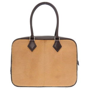 未使用 エルメス プリュム28 トロイカ シャモニー エベンヌ シルバー金具 □K刻印 ハンドバッグ バッグ 茶 0026 【中古】 HERMES ハラコ