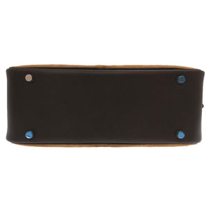 未使用 エルメス プリュム28 トロイカ シャモニー エベンヌ シルバー金具 □K刻印 ハンドバッグ バッグ 茶 0026 【中古】 HERMES ハラコ