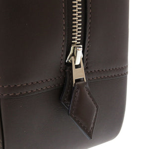 未使用 エルメス プリュム28 トロイカ シャモニー エベンヌ シルバー金具 □K刻印 ハンドバッグ バッグ 茶 0026 【中古】 HERMES ハラコ