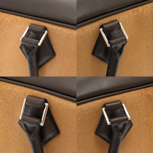 未使用 エルメス プリュム28 トロイカ シャモニー エベンヌ シルバー金具 □K刻印 ハンドバッグ バッグ 茶 0026 【中古】 HERMES ハラコ