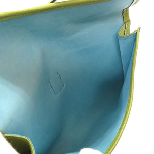 エルメス ジジェ ミニ ドブリス シェーブル アニスグリーン ターコイズ □J刻印 クラッチバッグ バッグ バイカラー 青 緑 0057 【中古】 HERMES