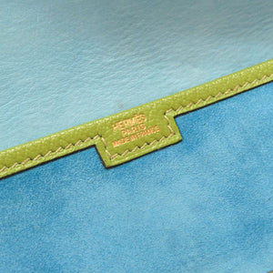 エルメス ジジェ ミニ ドブリス シェーブル アニスグリーン ターコイズ □J刻印 クラッチバッグ バッグ バイカラー 青 緑 0057 【中古】 HERMES