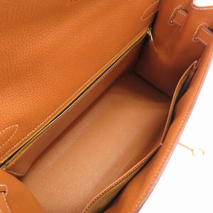 美品 エルメス ケリー32 外縫い ヴァッシュ ナチュラル ゴールド金具 □H刻印 ハンドバッグ バッグ 茶 0059 【中古】 HERMES