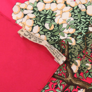 美品 エルメス カレ90 盆栽 美しき街 シルク レッド スカーフ 赤 0009 【中古】 HERMES