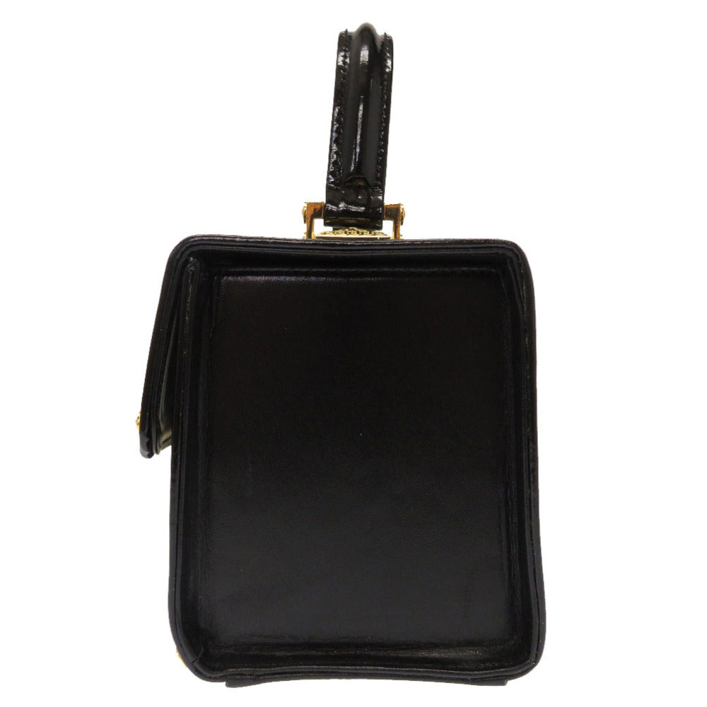 美品 ヴェルサーチ ヴィンテージ サン 太陽 レザー エナメル ブラック ゴールド金具 ハンドバッグ バッグ 黒 0059 【中古】 VERSACE