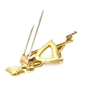 新品同様 クリスチャン ディオール 750YG ダイヤ/シェル/エメラルド ブローチ K18YG 女性モチーフ ゴールド ジュエリー アクセサリー 0068【中古】Christian Dior レディース