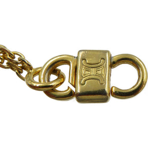 セリーヌ マカダム メタル カラーストーン ゴールド ターコイズブルー ネックレス 0041【中古】CELINE