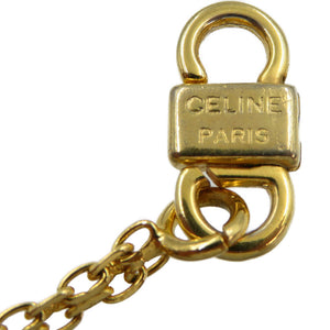 セリーヌ マカダム メタル カラーストーン ゴールド ターコイズブルー ネックレス 0041【中古】CELINE