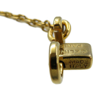 セリーヌ マカダム メタル カラーストーン ゴールド ターコイズブルー ネックレス 0041【中古】CELINE