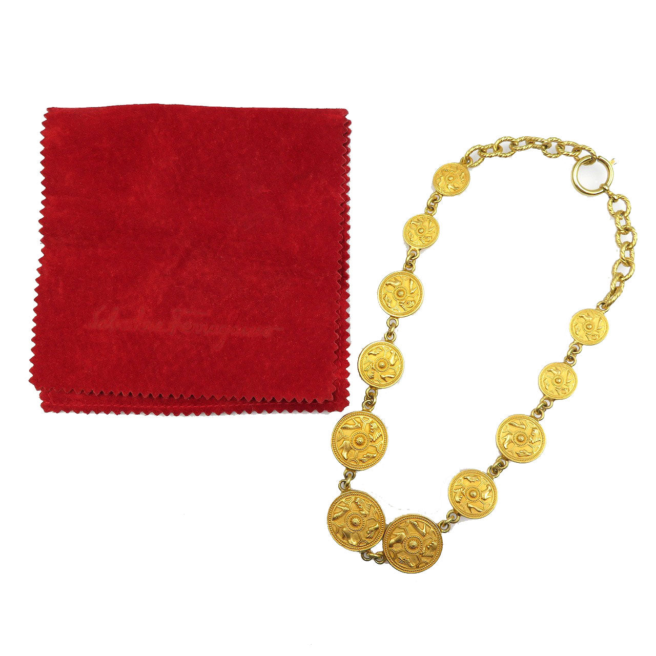 サルヴァトーレフェラガモ パンプスモチーフ メタル ゴールド チョーカー 0068【中古】Salvatore Ferragamo