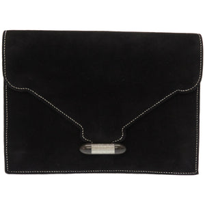 美品 エルメス ナヴェット ドブリス ブラック シルバーステッチ クラッチバッグ 〇X刻印 ヴィンテージ 0093【中古】HERMES