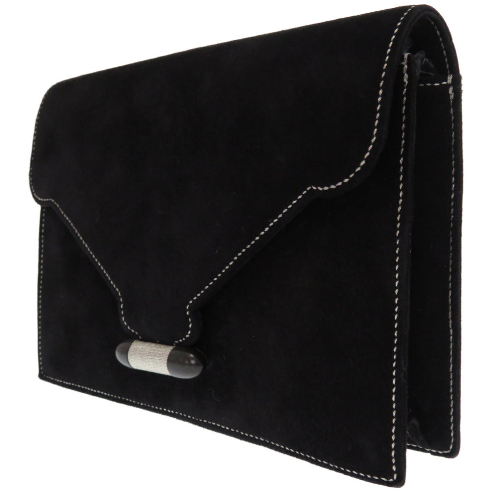 美品 エルメス ナヴェット ドブリス ブラック シルバーステッチ クラッチバッグ 〇X刻印 ヴィンテージ 0093【中古】HERMES