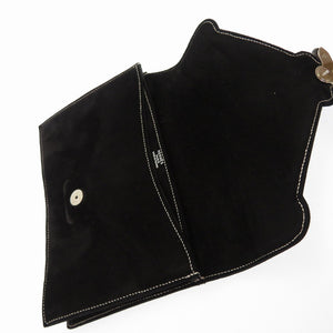 美品 エルメス ナヴェット ドブリス ブラック シルバーステッチ クラッチバッグ 〇X刻印 ヴィンテージ 0093【中古】HERMES