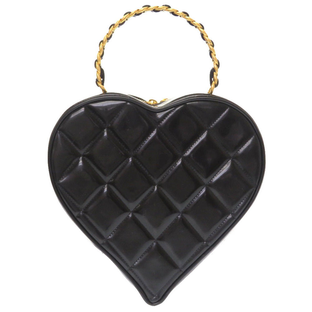 美品 シャネル ハートバニティ マトラッセ 3番台 パテント ブラック ゴールド金具 バニティバッグ バッグ ヴィンテージ ココマーク 黒 0041 【中古】 CHANEL