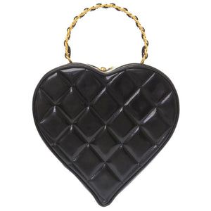 美品 シャネル ハートバニティ マトラッセ 3番台 パテント ブラック ゴールド金具 バニティバッグ バッグ ヴィンテージ ココマーク 黒 0041 【中古】 CHANEL