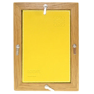 ロエベ フォトフレーム 写真立て ウッド レザー イエロー ガラスフレーム 0048 【中古】 LOEWE