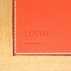 ロエベ フォトフレーム 写真立て ウッド レザー オレンジ ガラスフレーム 0049 【中古】 LOEWE