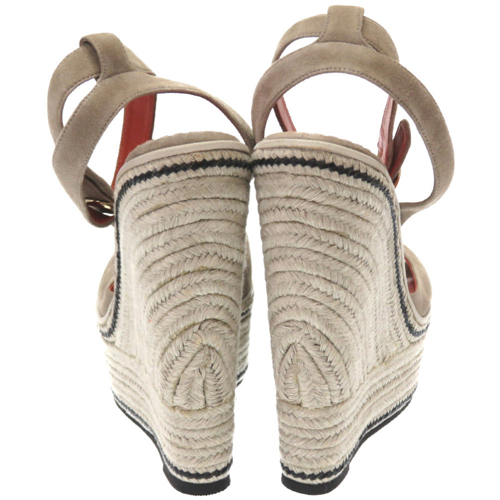 新品同様 サントーニ ウエッジソール サンダル サイズ40 スウェード グレー 0031【中古】Santoni レディース シューズ