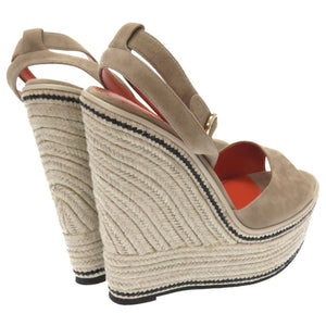 新品同様 サントーニ ウエッジソール サンダル サイズ40 スウェード グレー 0031【中古】Santoni レディース シューズ