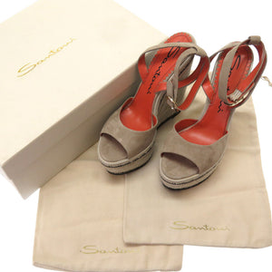 新品同様 サントーニ ウエッジソール サンダル サイズ40 スウェード グレー 0031【中古】Santoni レディース シューズ