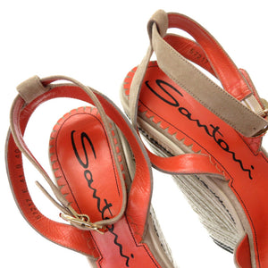 新品同様 サントーニ ウエッジソール サンダル サイズ40 スウェード グレー 0031【中古】Santoni レディース シューズ