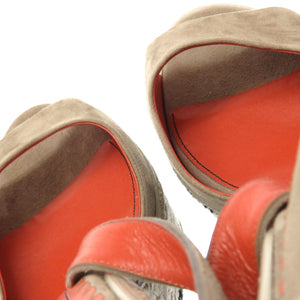 新品同様 サントーニ ウエッジソール サンダル サイズ40 スウェード グレー 0031【中古】Santoni レディース シューズ