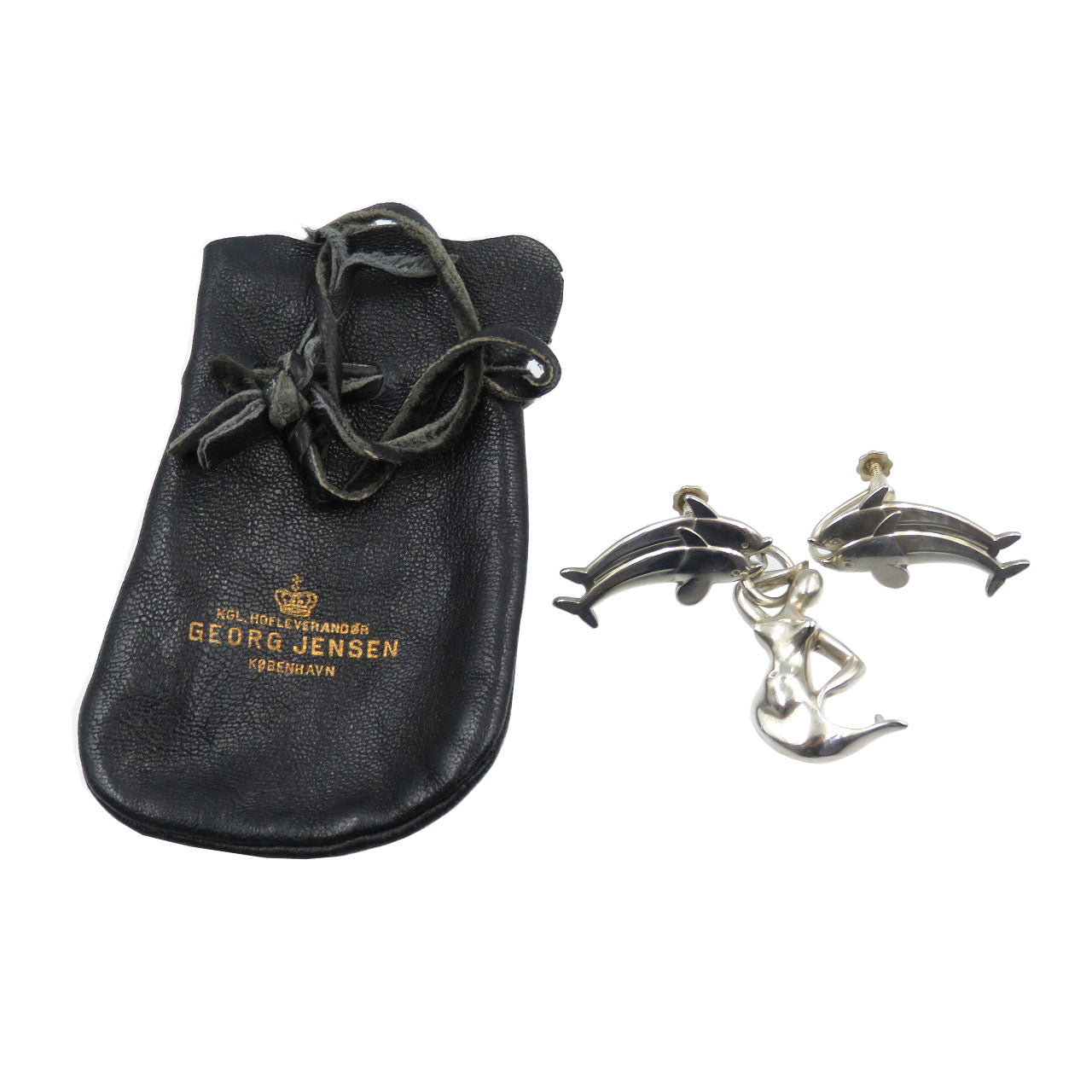 ジョージ ジェンセン シルバー925 ドルフィン イルカ マーメイド 人魚 イヤリング 0131【中古】GEORG JENSEN