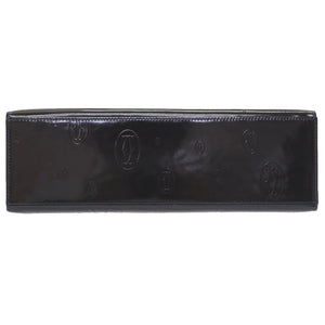 カルティエ ハッピーバースデー パテントレザー ブラック ネイビ―ステッチ ハンドバッグ バッグ 黒 0035 【中古】 CARTIER