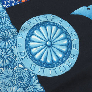 美品 エルメス カレ140 侍の鎧兜 Parures de Samourais カシミヤ シルク ブルー ストール 青 0120 【中古】 HERMES