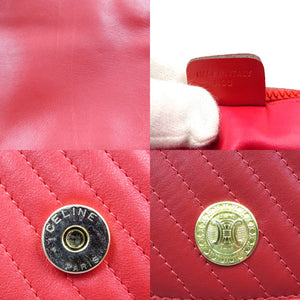 美品 セリーヌ ヴィンテージ レザー ゴールド金具 レッド 赤 チェーン ショルダーバッグ 0132【中古】CELINE