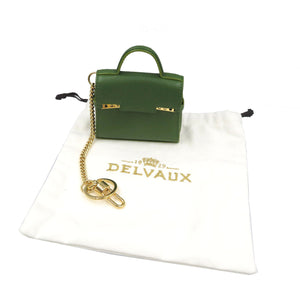 新品同様 デルボー タンペート レザー ゴールド金具 グリーン 緑 バッグチャーム 0094【中古】Delvaux