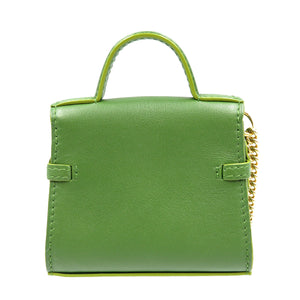 新品同様 デルボー タンペート レザー ゴールド金具 グリーン 緑 バッグチャーム 0094【中古】Delvaux