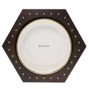 未使用 グッチ ヘキサゴン GG ペットボウル 697406 GGスプリーム ウッド セラミック ベージュ 容器 0126 【中古】 GUCCI