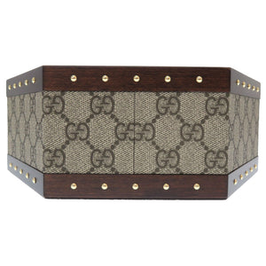 未使用 グッチ ヘキサゴン GG ペットボウル 697406 GGスプリーム ウッド セラミック ベージュ 容器 0126 【中古】 GUCCI