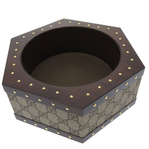 未使用 グッチ ヘキサゴン GG ペットボウル 697406 GGスプリーム ウッド セラミック ベージュ 容器 0126 【中古】 GUCCI